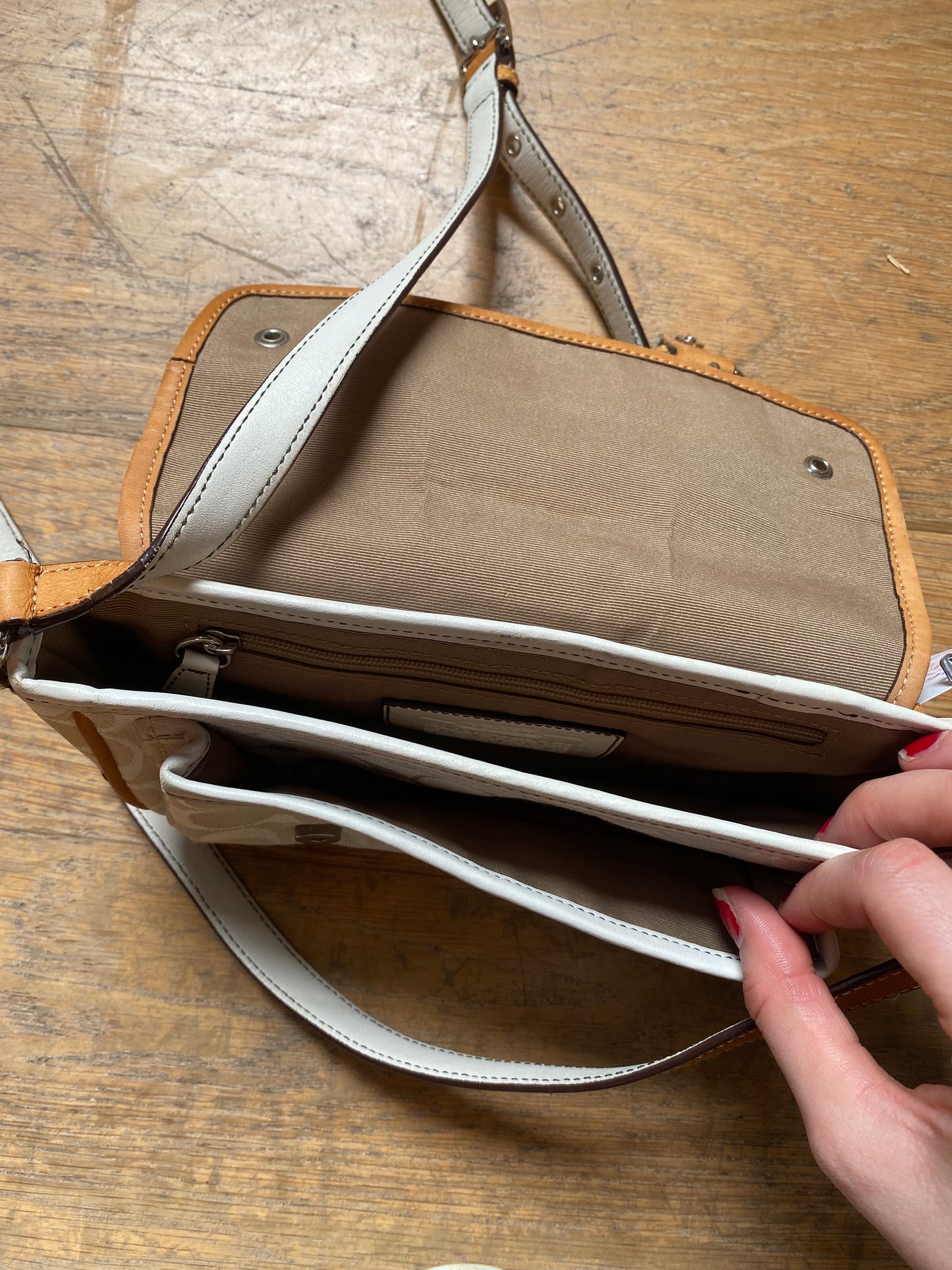 White 00s Coach Buckle Shoulder Bag