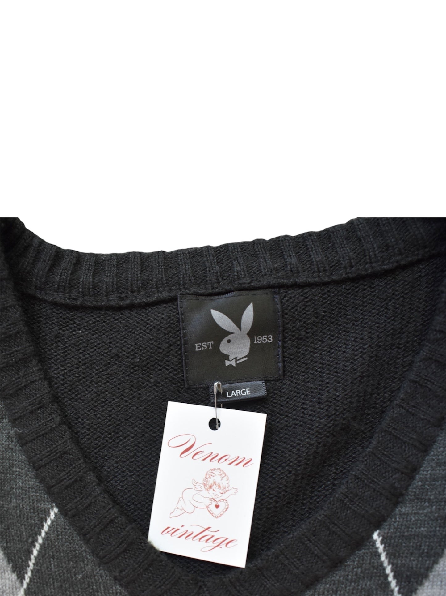 Playboy Argyle Sweater | Size L