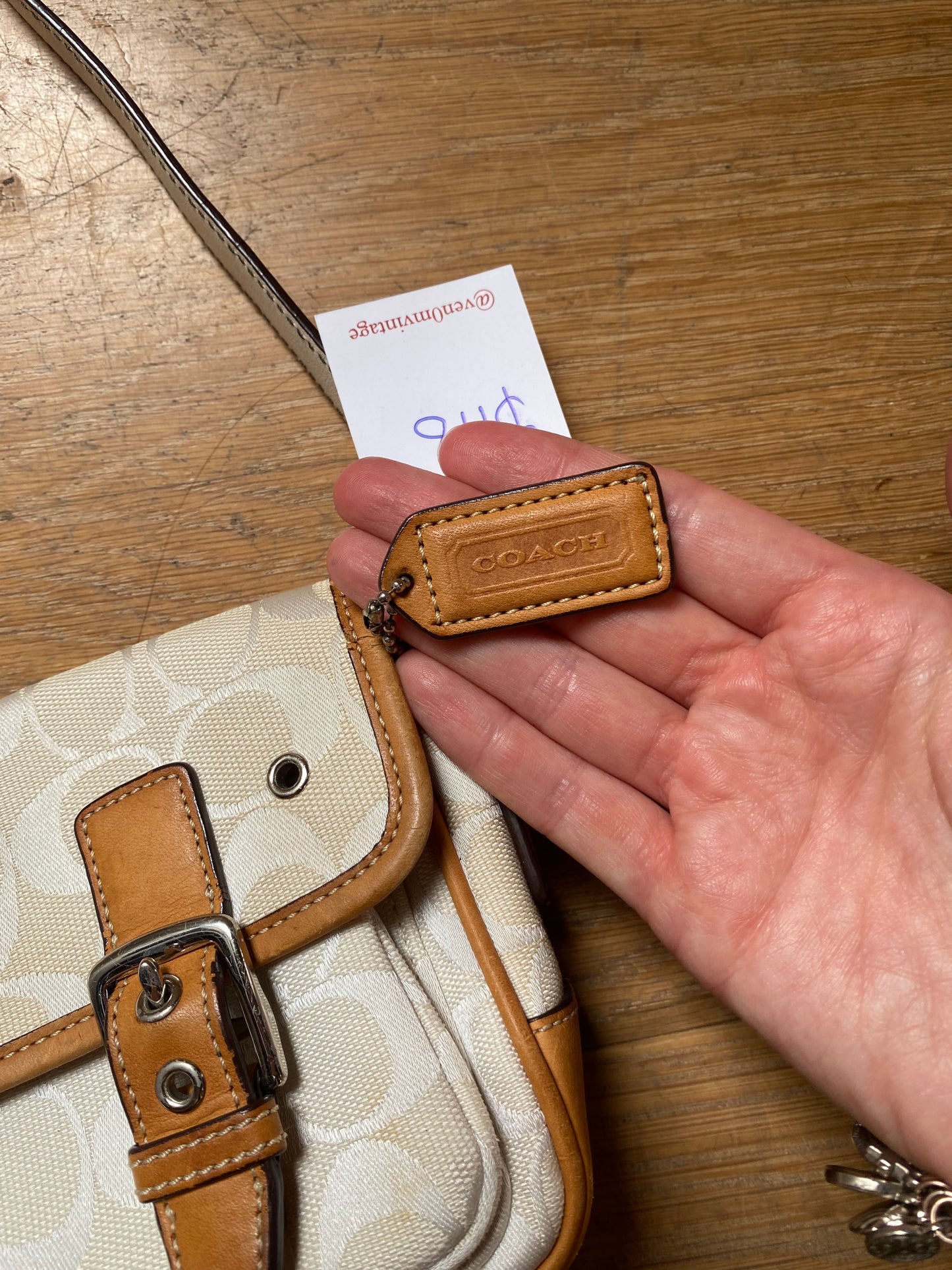 White 00s Coach Buckle Shoulder Bag