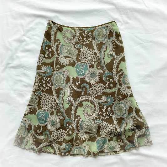 Green Paisley Skirt - Size XS